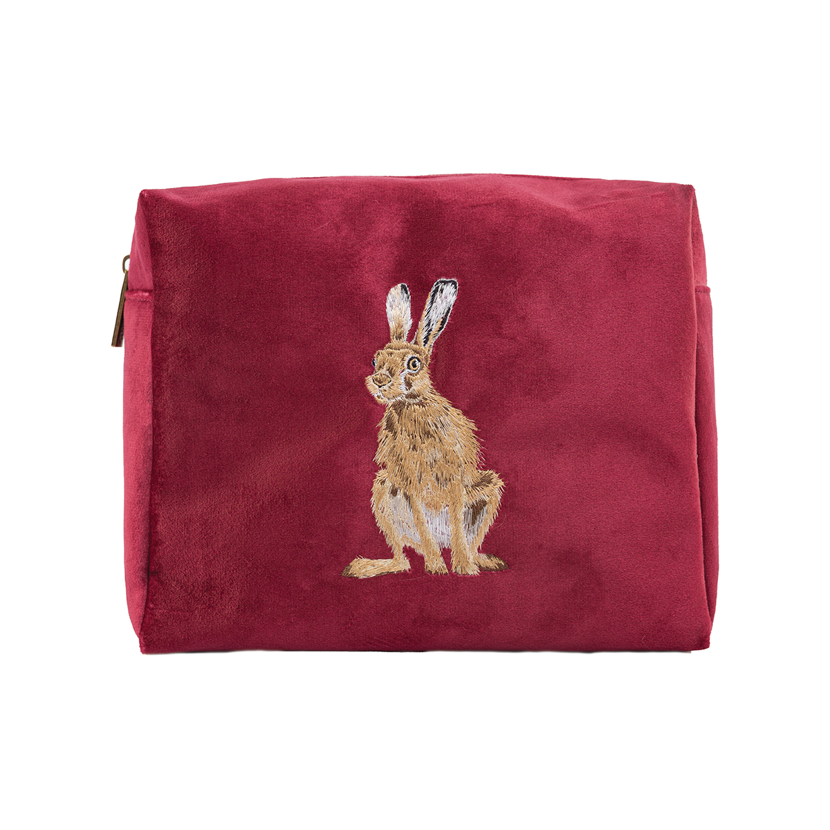 Embroidered hare cosmetic bag