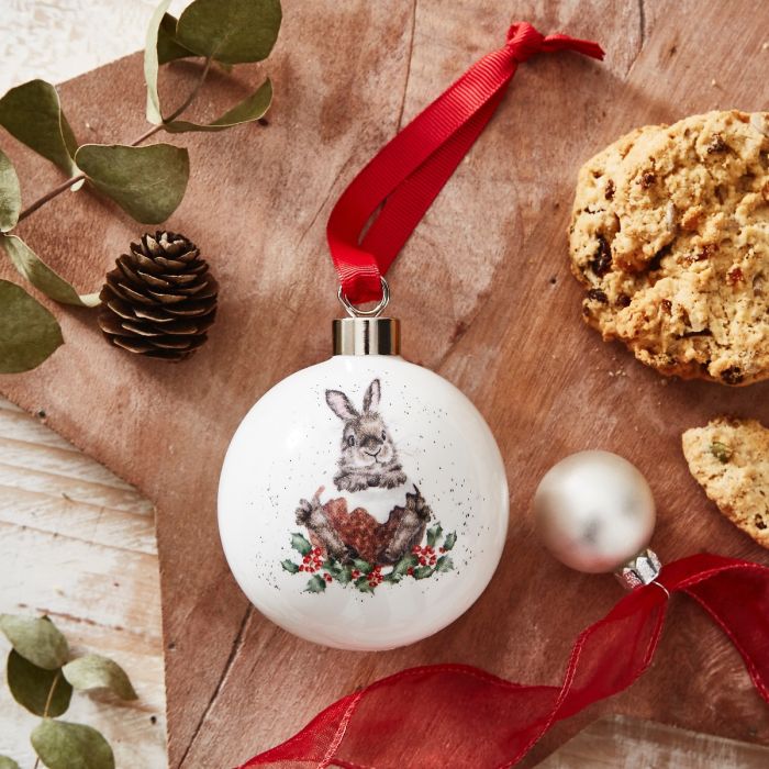 Wrendale Merry Little Xmas Rabbit Christmas Bauble Decoration