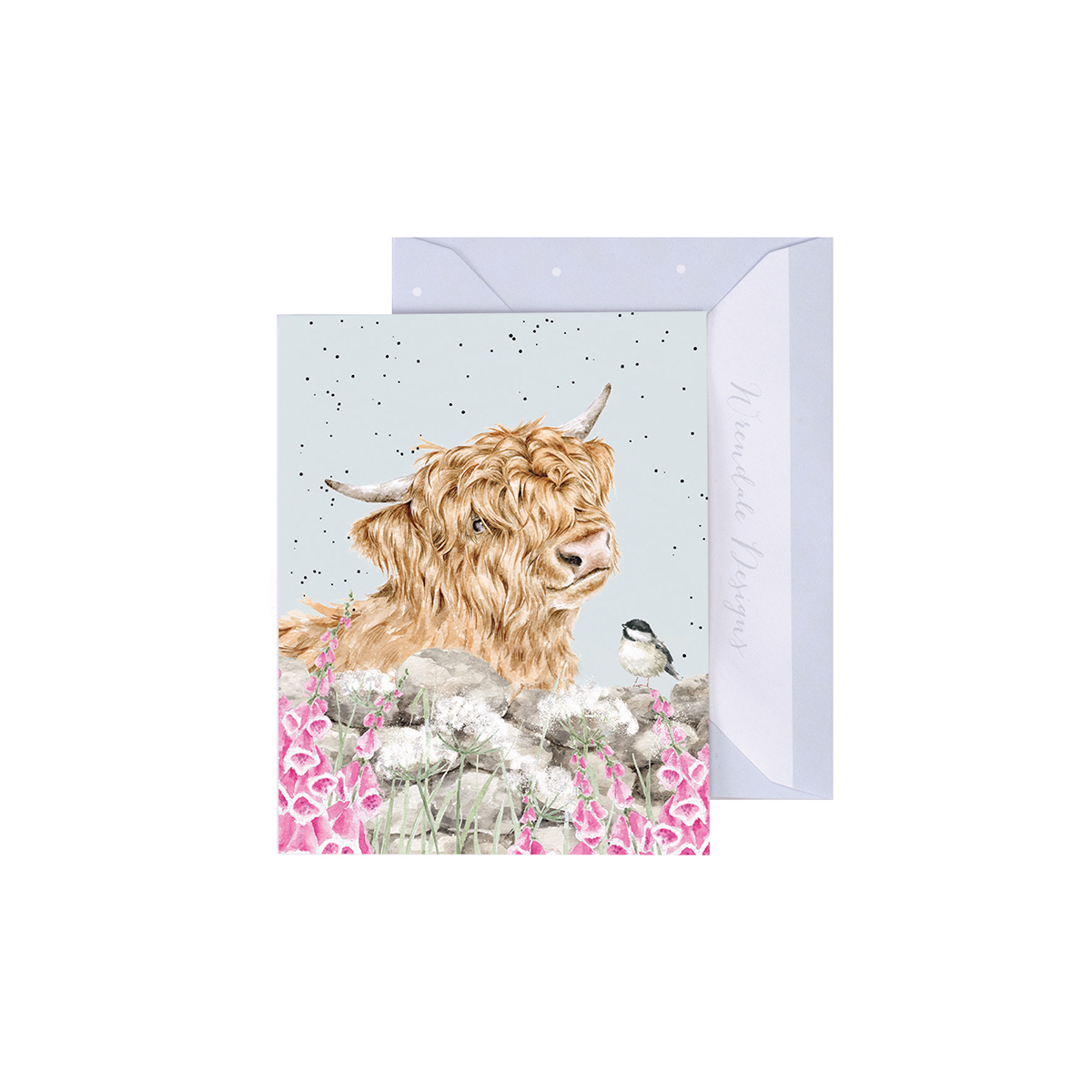 Highland cow illustrated mini card