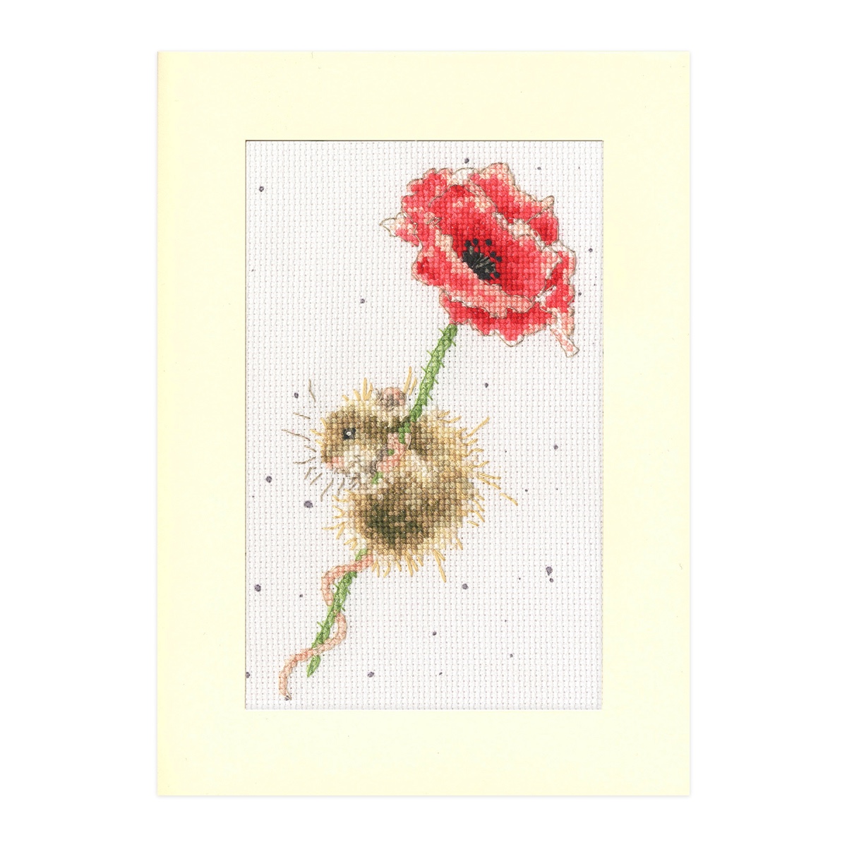'Poppy' mouse cross stitch card