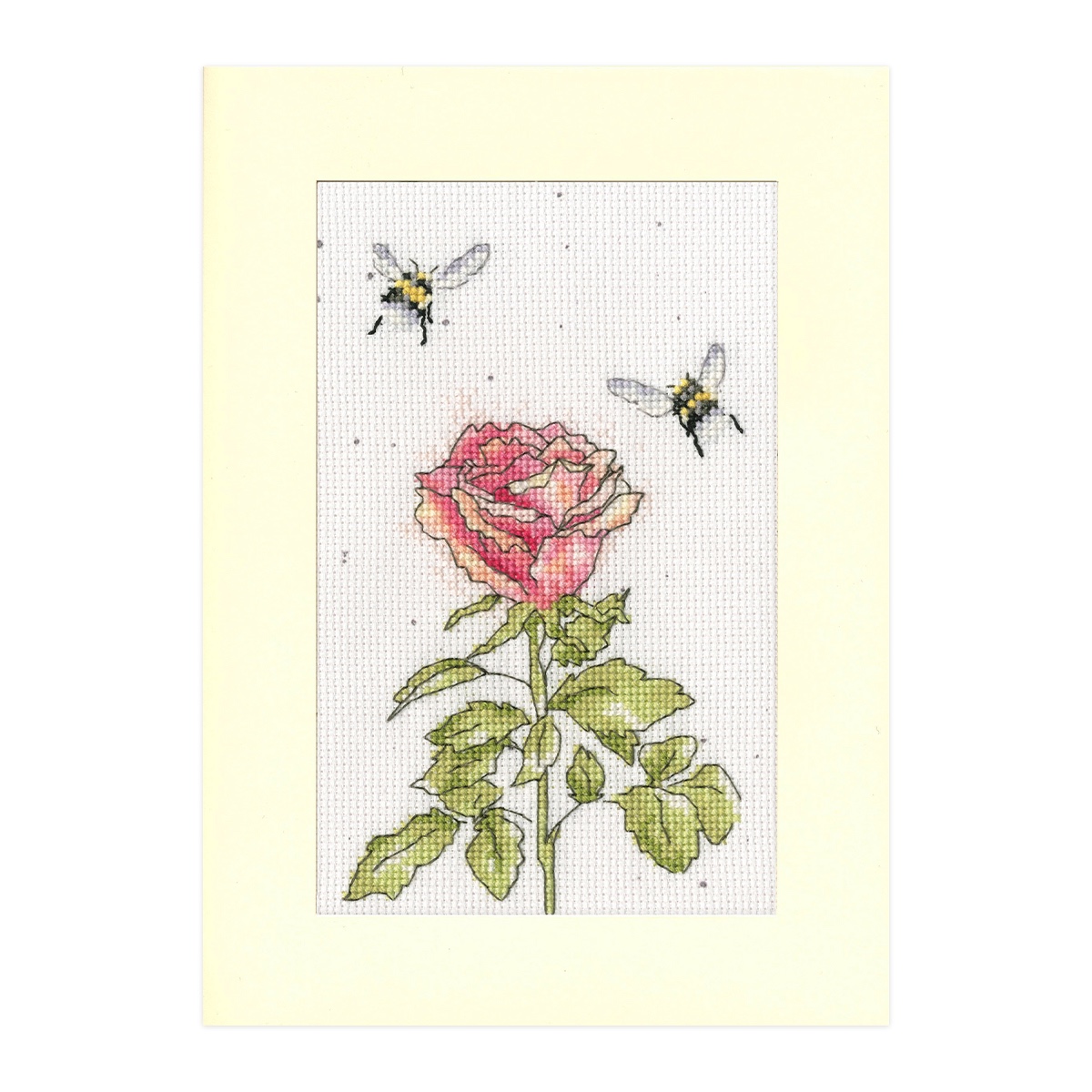 Bee and rose cross stitch kit