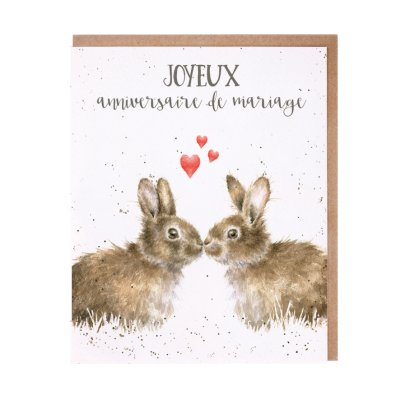 Rabbits under hearts French card