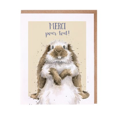 Rabbit French thank you card