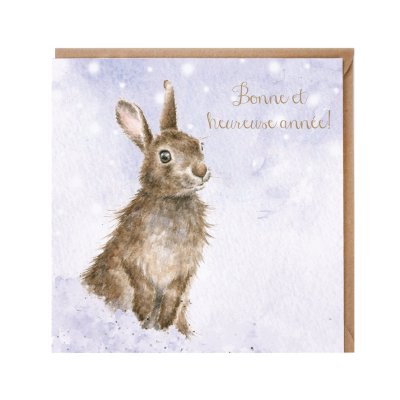 Rabbit in the snow French Christmas card