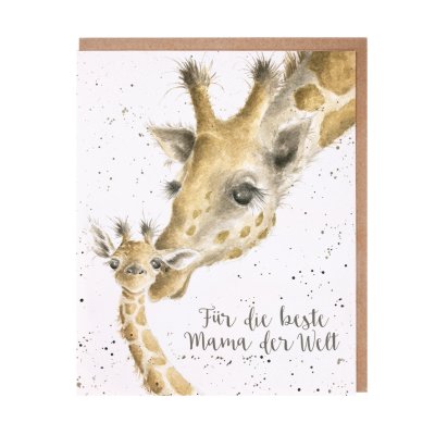 Giraffe and calf German card