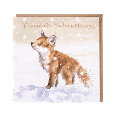 Fox in the snow German Christmas Card