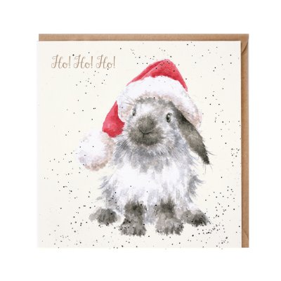 Rabbit in a Christmas hat German Christmas Card