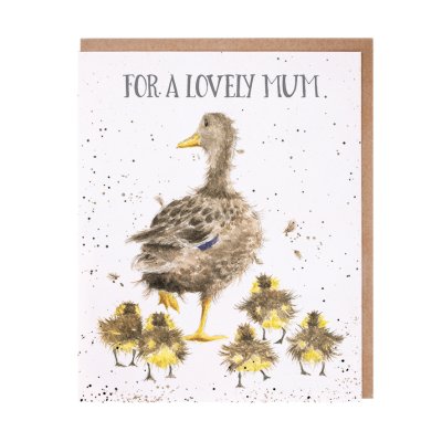 Duckling followed by five ducklings mum card
