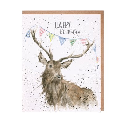 Stag with bunting birthday card