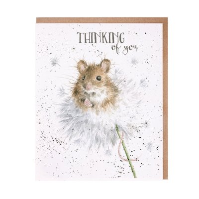 Mouse on a dandelion thinking of you card