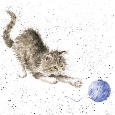 'Kitty' cat with a ball of string artwork print