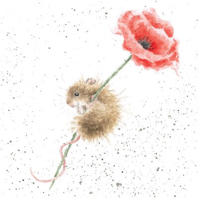 'Poppy' mouse and poppy artwork print