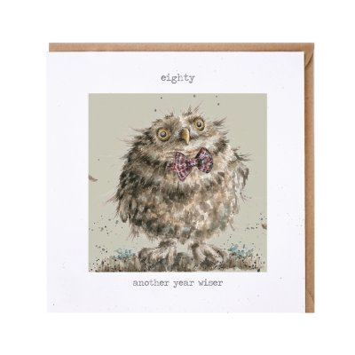 Owl 80th birthday card