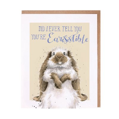 'Earisistible' rabbit anniversary card
