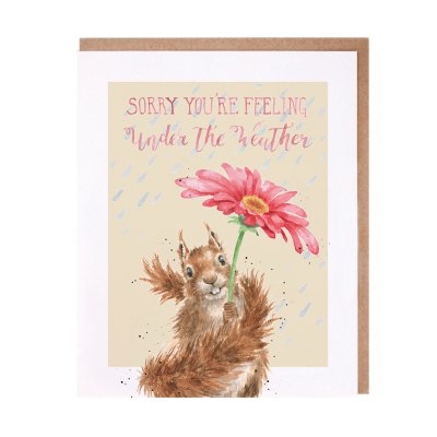 'Under the weather' squirrel get well soon card