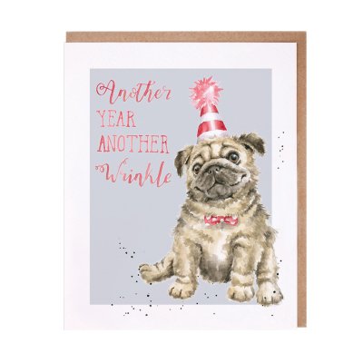 'Another Wrinkle' pug birthday card