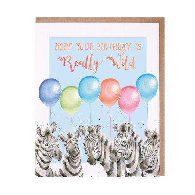 'Really Wild' zebra birthday card