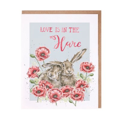 'Love is in the Hare' hare anniversary card