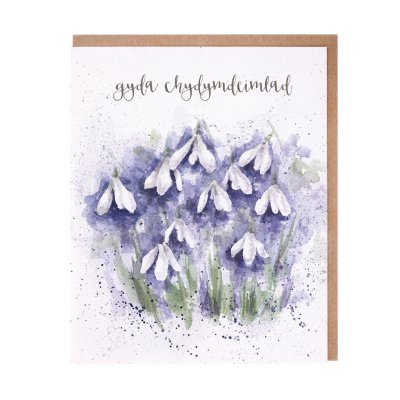 Snowdrops Welsh sympathy card