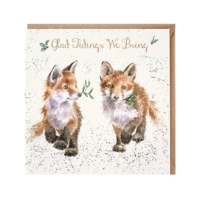 Foxes with mistletoe Christmas card