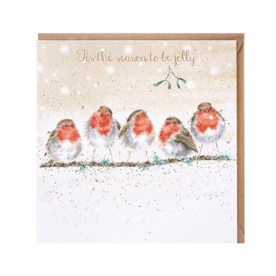 Robins on a branch Christmas card