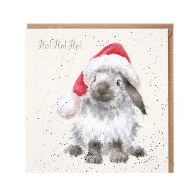 Rabbit in a Christmas hat Christmas card