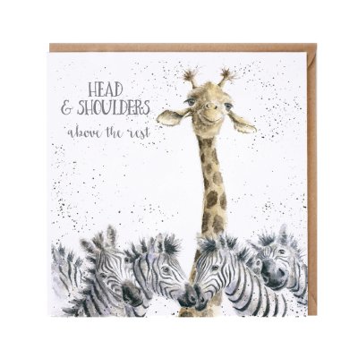 Giraffe and zebra greeting card