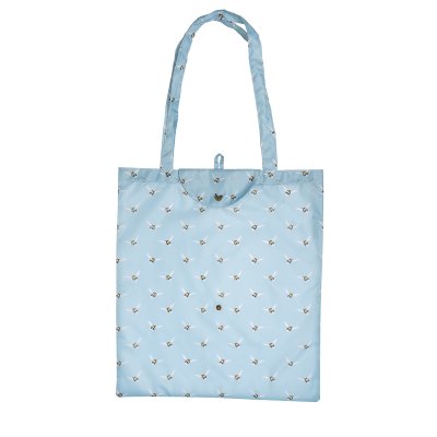 Reusable foldable shopping bag featuring illustrated bee design