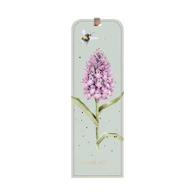 Illustrated bee and orchid bookmark