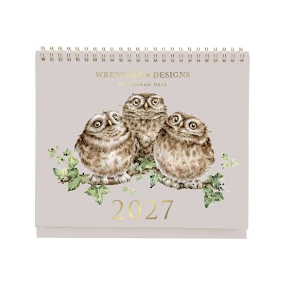 2027 Desk Calendar with owls