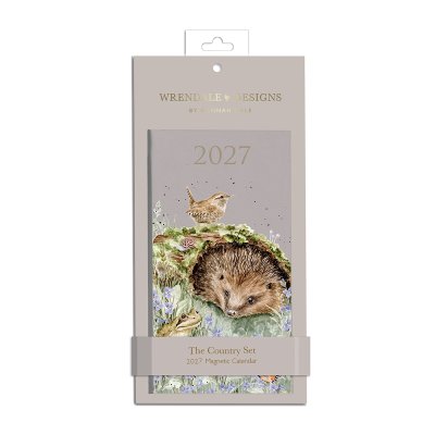 Slim magnetic 2027 calendar with hedgehog design