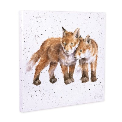 Sibling love fox canvas print