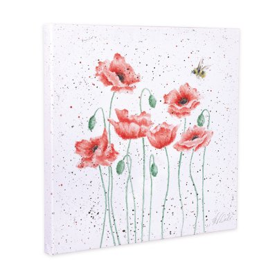 Poppies and bee canvas print