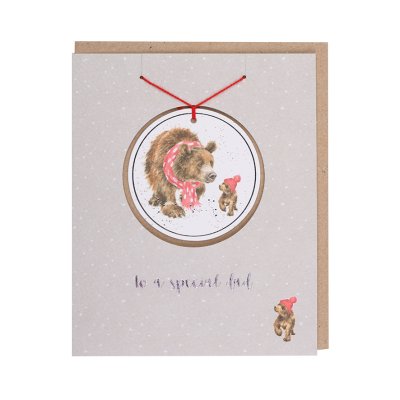 Dad Christmas card with hanging bear decoration