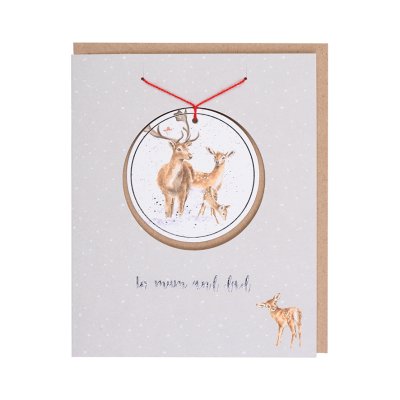 Mum and Dad Christmas card with hanging deer and stag decoration