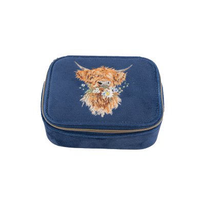 Embroidered highland cow accessory case