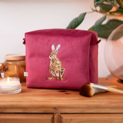 'Golden Hour' Hare Embroidered Cosmetic Bag 