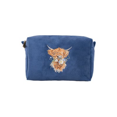 Embroidered Highland cow make up bag