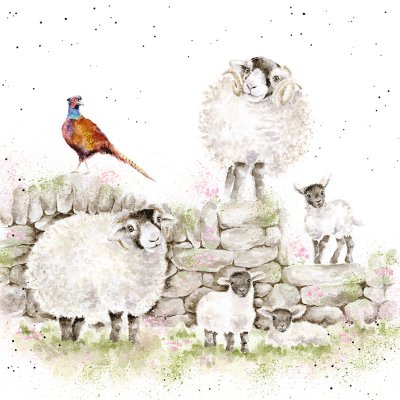 'Green Pastures' sheep and pheasant artwork print