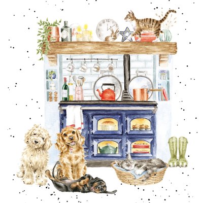 'Country Kitchen' dog and cat artwork print