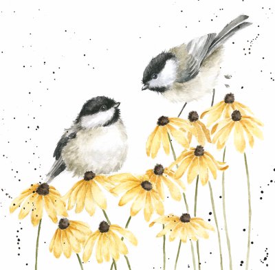 'My Sweet Chickadee' chickadee and flower artwork print