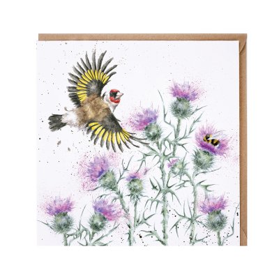 'Feathers and Thistles' goldfinch card