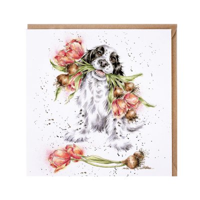 'Blooming with Love' spaniel card