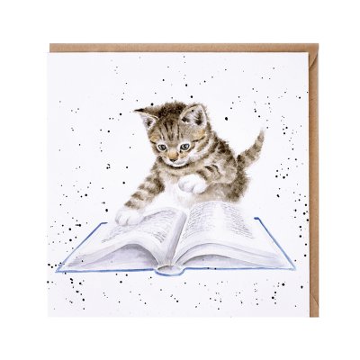 'The Bookworm' cat card