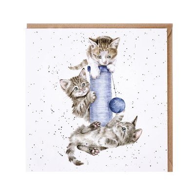 Cats on a scratching post greeting card