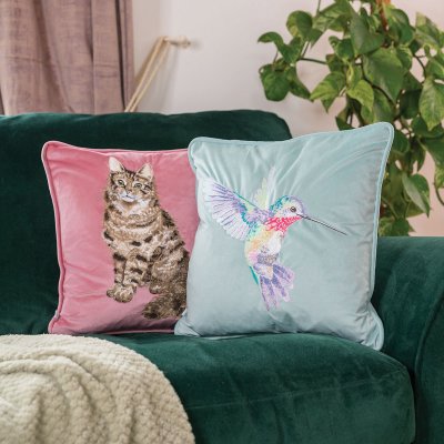 'Feline Fabulous' Cat Embroidered Cushion