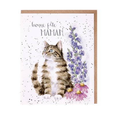 Cat and flower French Greeting card