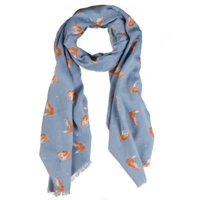 The Artful Poacher' Blue fox print scarf - womens lightweight scarf