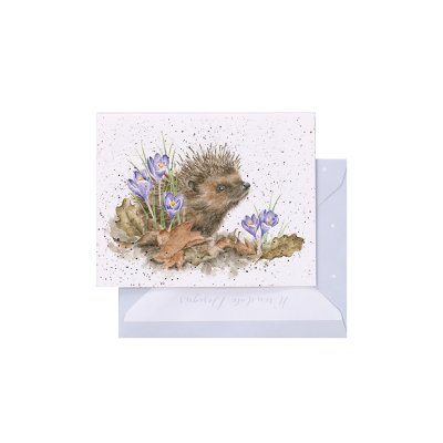 Hedgehog and tulips mini card