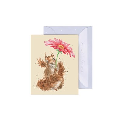 Squirrel and flower mini card